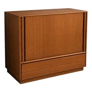 Mid-Century Modern Danish Teak Tambour Door Drinks Cabinet, 1960s For Sale