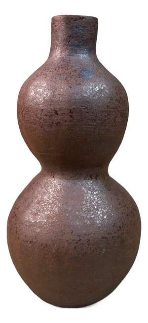 Japanese Double Gourd Vase from Bizen Yaki Ceramics, 1940s