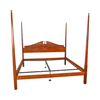 Tiger Maple Custom Crafted King Size Poster Bed For Sale