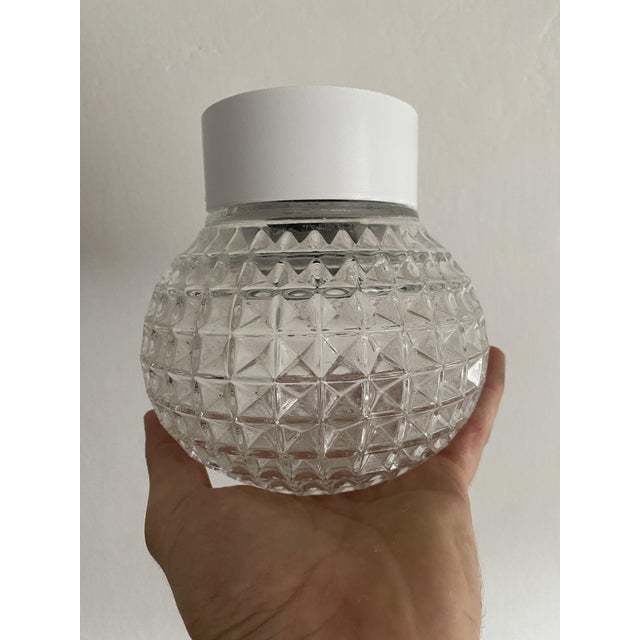 Vintage Geometric Pressed Glass Flush Mount Ceiling Light, 1970s For Sale - Image 9 of 9