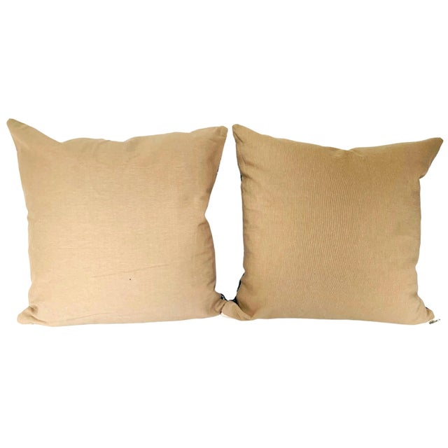 Japanese Indigo KataZome Pillows, 17" x 17" A Pair Chairish