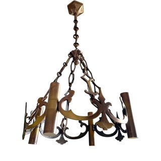 Brutalist Neo-Gothic 4-Light Chandelier, 1950s For Sale