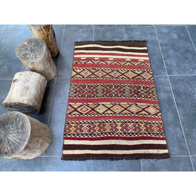 Farmhouse Kurdish Vintage Handmade Floor Kilim Rug For Sale - Image 3 of 10