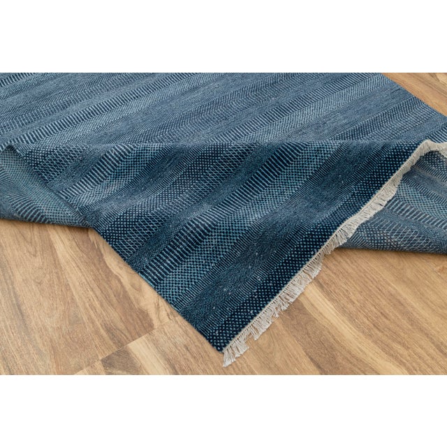 8' x 10' Savannah Hand Knotted Modern Navy Blue Wool & Silk Rug For Sale - Image 16 of 18