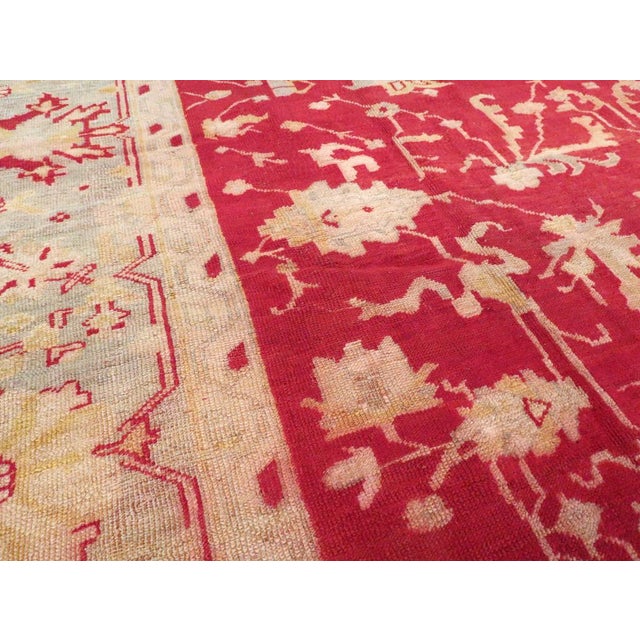 Galerie Shabab Collection Early 20th Century Handmade Turkish Oushak Room Size Carpet in Red and Grey For Sale In New York - Image 6 of 10