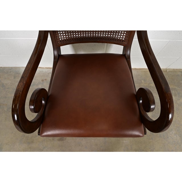 Wood Ralph Lauren for Henredon English Regency Walnut and Cane Armchairs, Pair For Sale - Image 7 of 14