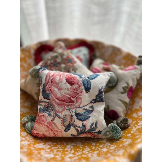 Schumacher Scented Small Accent Pillow: Schumacher "Loudon Rose" Print Filled With Dried Lavender For Sale - Image 4 of 4