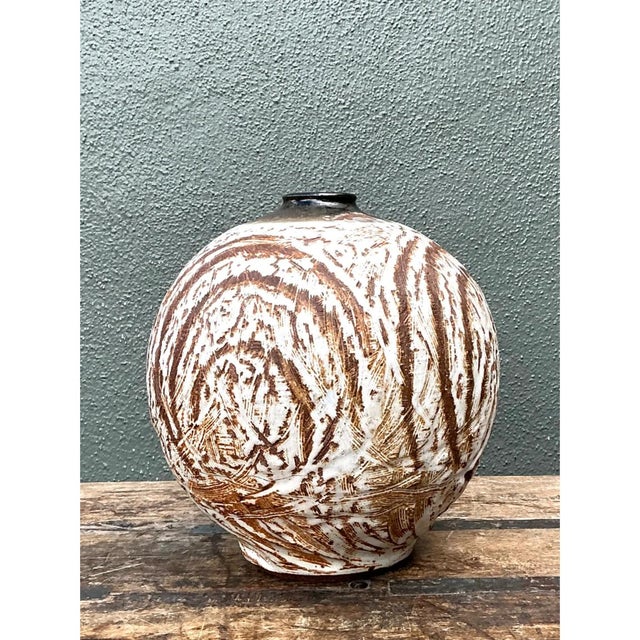 Vintage Abstract Ceramic Vessel For Sale - Image 4 of 12