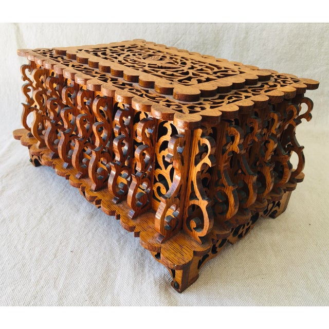 Early 20th Century Hand Carved Oak Treasure Box For Sale - Image 13 of 13