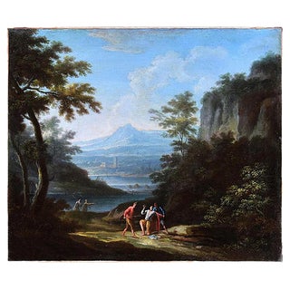 Two Arcadic Landscapes - J.F. Van Bloemen (follower of) - Oil on Canvas 18th Century For Sale