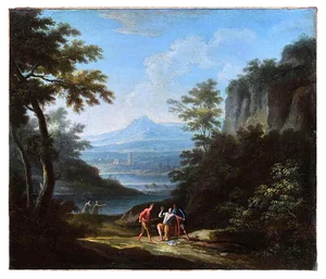 Two Arcadic Landscapes - J.F. Van Bloemen (follower of) - Oil on Canvas 18th Century