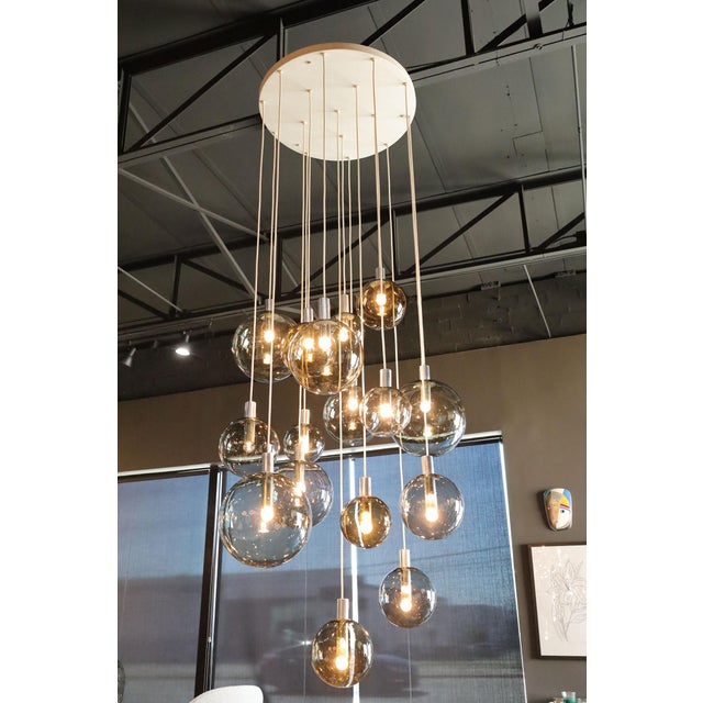 1970s Monumental Cascade Chandelier by Lightolier, 16 Globes For Sale - Image 13 of 13