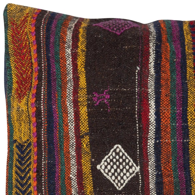 Traditional 20"x20" Rustic Kilim Pillowcase. Handmade Cushion Cover. Vintage Accent Pillow For Sale - Image 3 of 4