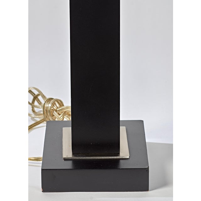 1980s Pair of Black and Chrome Table Lamps With Cream Rectangular Shades For Sale - Image 9 of 12