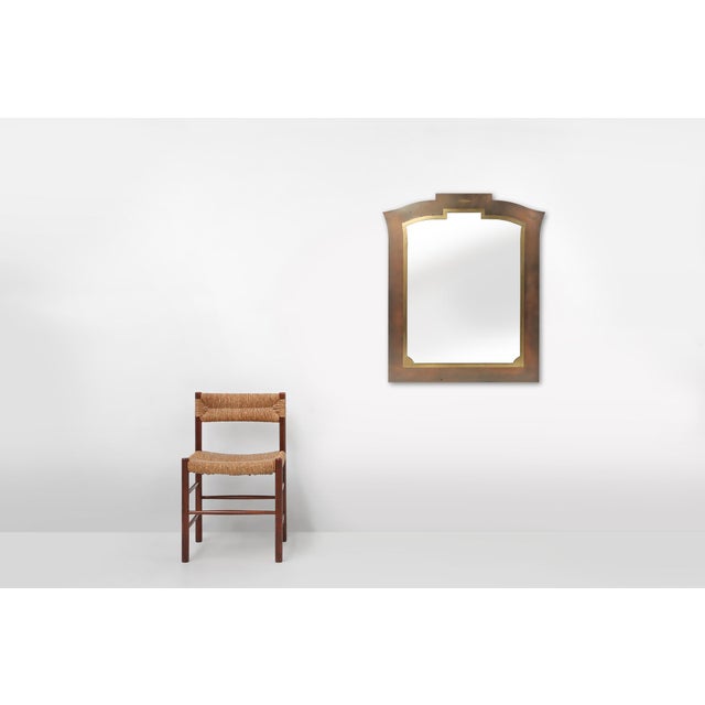 Belgium / 1980 / mirror / Belgo Chrome / metal / mid-century / vintage Large Hollywood Regency mirror of copper and brass...