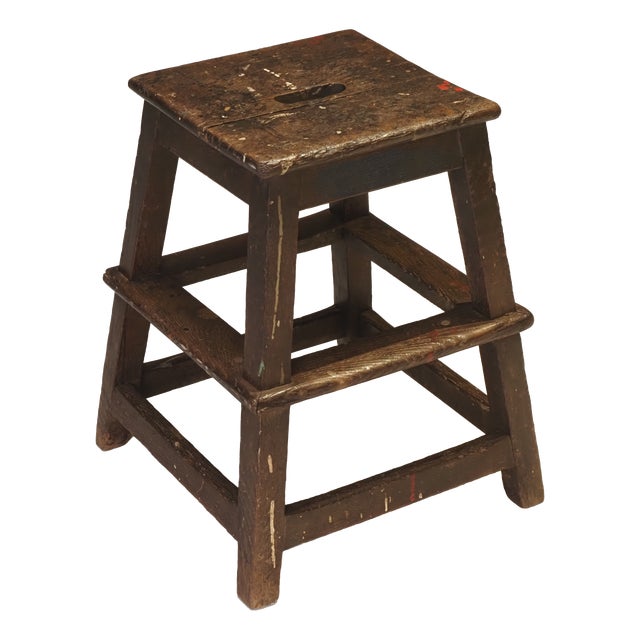Brown Wooden Artist Stool, 1920s For Sale