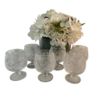 1950s Crystal Cordial Glasses- Set of 6