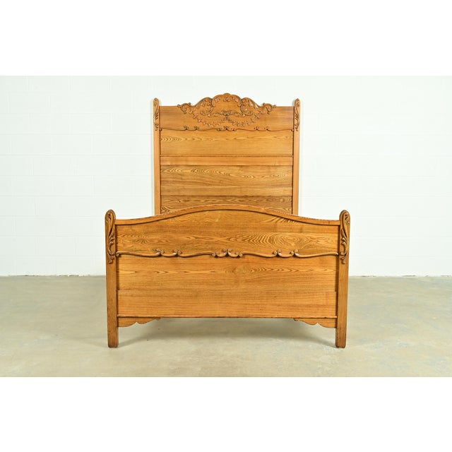 Antique Victorian Carved Oak Full Size Bed, Circa 1890s For Sale - Image 12 of 12