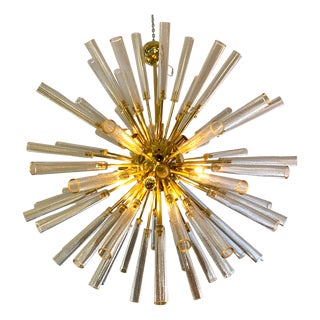Mid-Century Sputnik Lamp in Murano Glass and Brass, 1970s For Sale