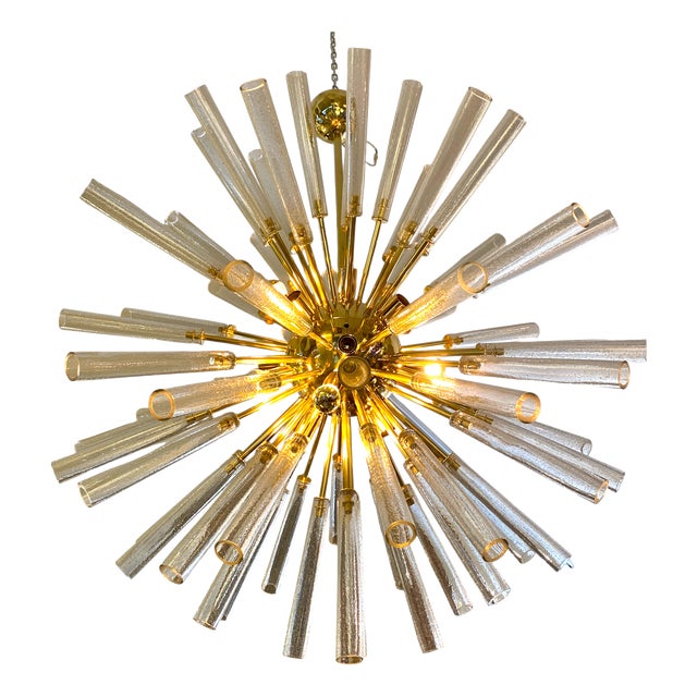 Mid-Century Sputnik Lamp in Murano Glass and Brass, 1970s For Sale