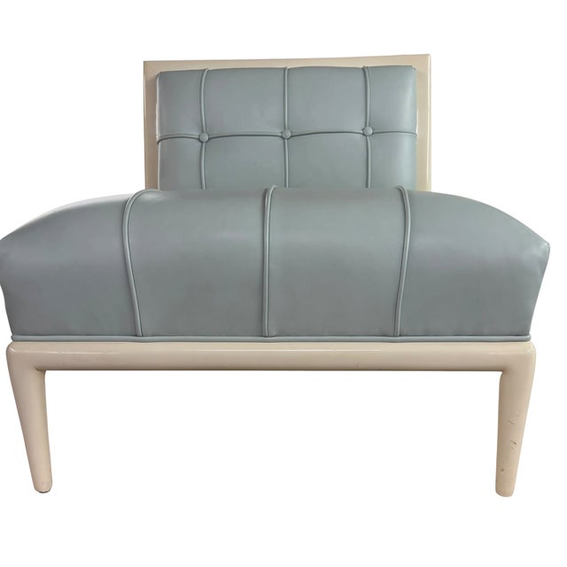 Modern Modern Nancy Corzine Light Blue Leather Slipper Chair For Sale - Image 3 of 4