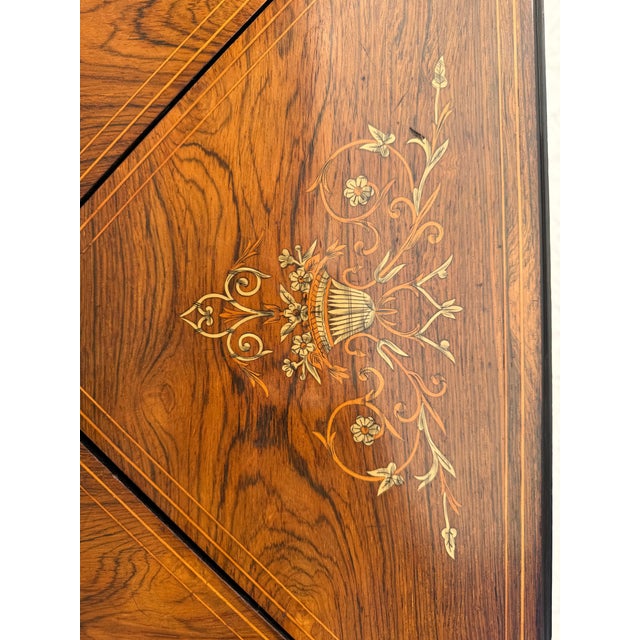 Antique Louis XVI Marquetry Envelope Folding Game Table With Felt Top & Drawer For Sale - Image 14 of 18