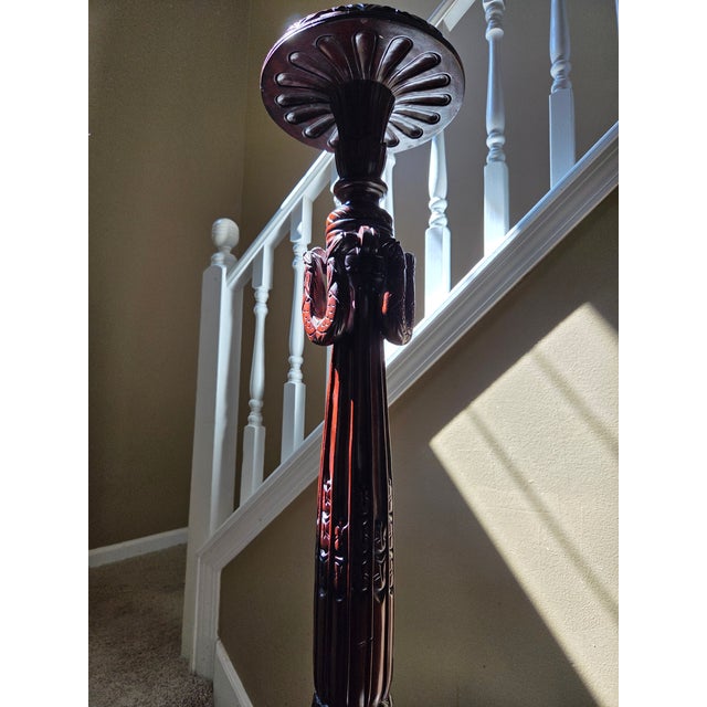Antique Torchier Carved Mahogany Display Plant Stand - 5 Foot For Sale - Image 9 of 17