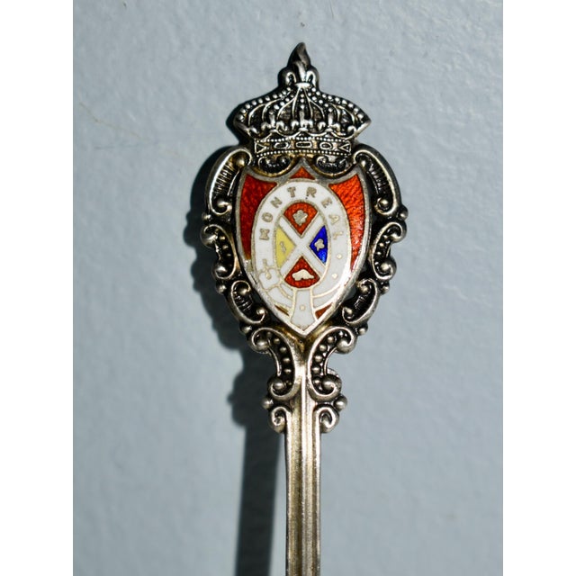 Silver Antique Montreal Sterling & Enamel Decorative Collectors Spoon For Sale - Image 8 of 11