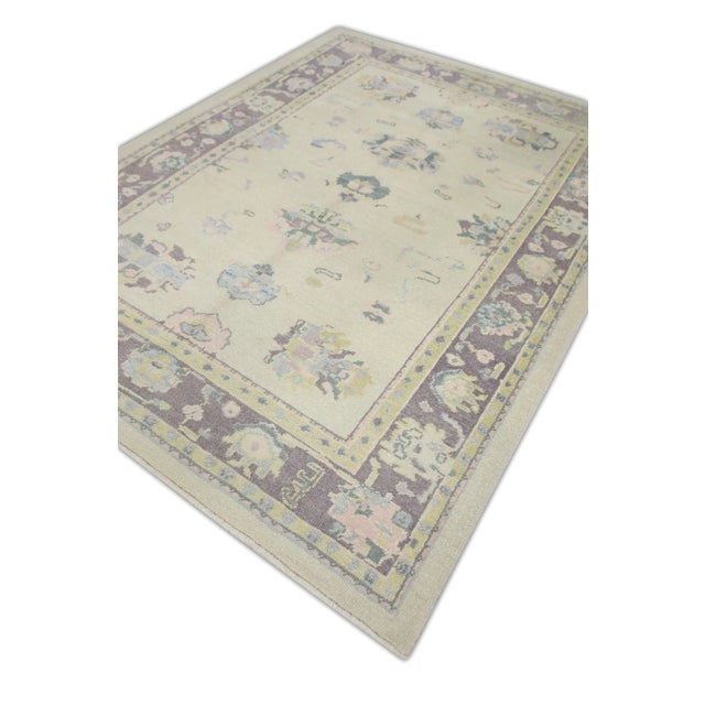 Early 21st Century Early 21st Century Turkish Purple & Blue Handwoven Oushak Rug For Sale - Image 5 of 7