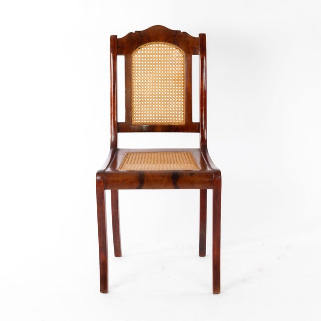 Solid mahogany, hand-polished shellac, backrest and seat with Viennese weave