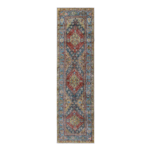 Heriz Runner Antique Persian With Three Sub-Geometric Medallions 3 X 11