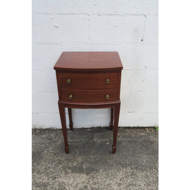 1940s Tall Bow Front Mahogany Nightstand Side End Table 6163 For Sale - Image 13 of 15