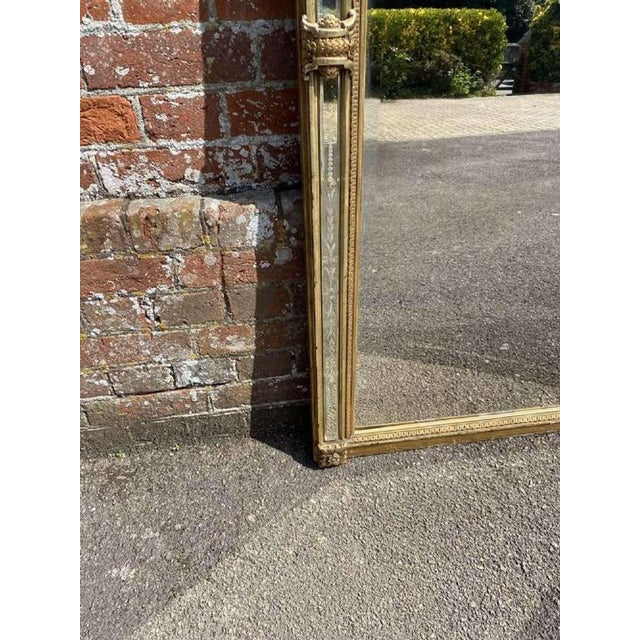 Large Antique 19th Century French Carved Wood & Gesso Mirror For Sale - Image 3 of 7