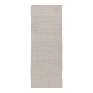 Vintage Turkish Kilim Runner Rug in Solid White Tone-on-Tone - Rug & Kilim For Sale