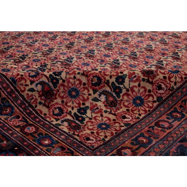 10 X 14 Vintage Persan Bidjar Wool Rug in Tan With Allover Design For Sale - Image 10 of 10