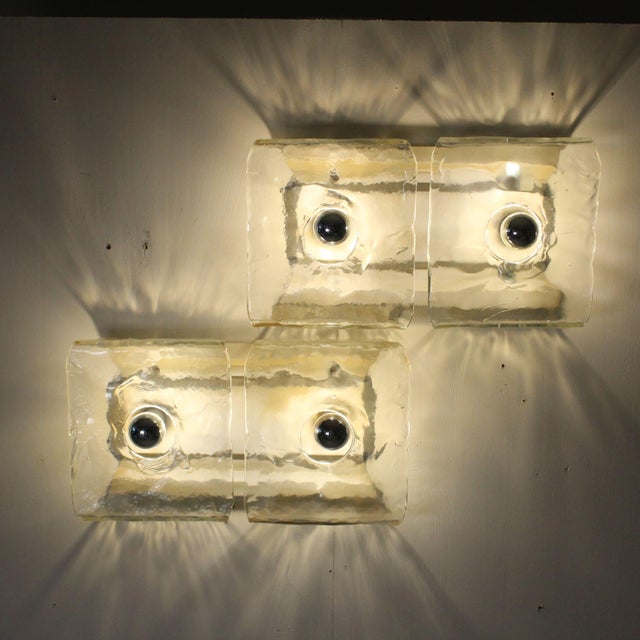 Glass Wall Lighs t by Carlo Nason Kalmar Franken, 1960s, Set of 2 For Sale - Image 10 of 13