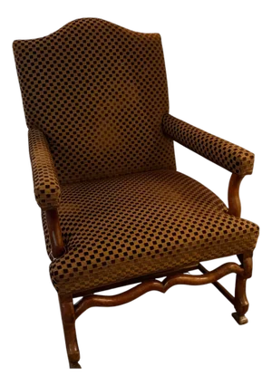 Antique 19th C Italian Walnut Cut Velvet Arm Chair