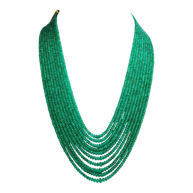 Natural Emerald Zambian Beads in 10 lines For Sale