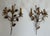 1970s 3-light wall sconces in gilded metal with leaves. French work - a Pair For Sale - Image 4 of 12