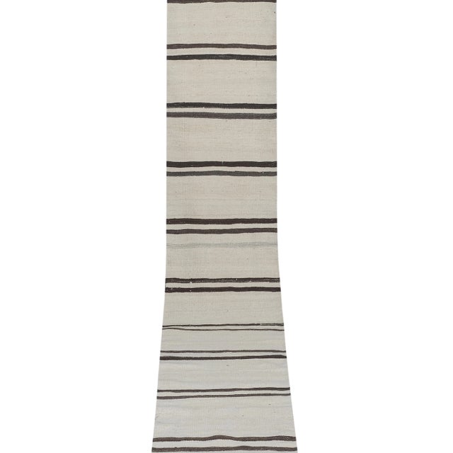 Boho Chic Turkish Hemp Kilim Runner Rug - Stair Rug 1'10'' X 15'7'' For Sale - Image 3 of 12