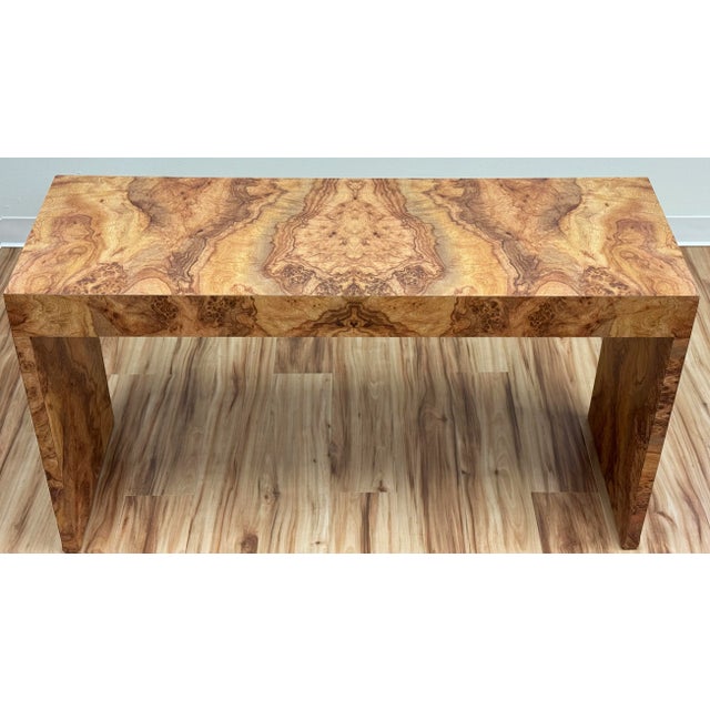 Vintage Faux Burlwood Console Table For Sale - Image 4 of 12