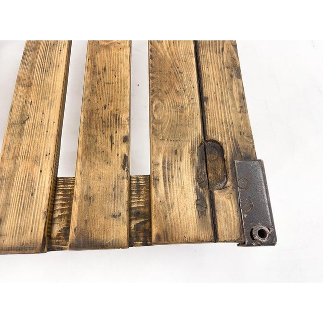 Vintage Industrial Iron & Wood Coffee Table on Wheels, 1950s For Sale - Image 6 of 11