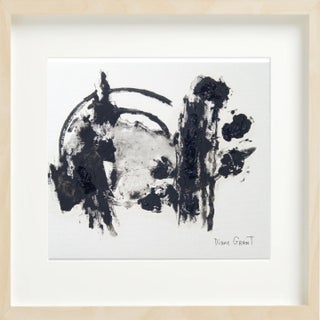 Black and White Abstraction #4 - One-Of-A-Kind High-End White Wood Shadow Box Framed Original Painting by Diane Grant For Sale