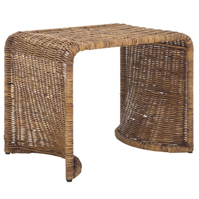 Zendy Wicker Rattan Waterfall Accent Table in Honey Brown Wash For Sale In Philadelphia - Image 6 of 8