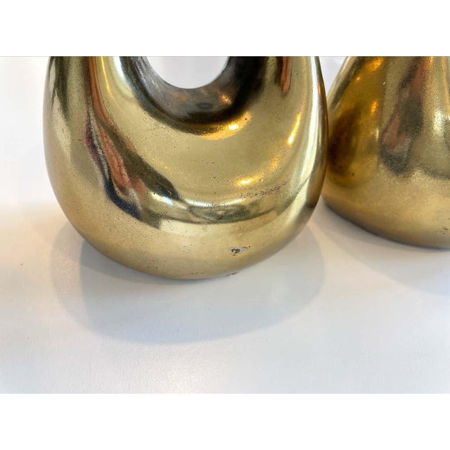 Metal Brass Bookends by Ben Seibel for Jenfred Ware - a Pair For Sale - Image 7 of 8