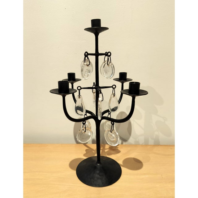 Vintage Erik Hoglund for Boda Iron and Glass Candelabra For Sale In Dallas - Image 6 of 10