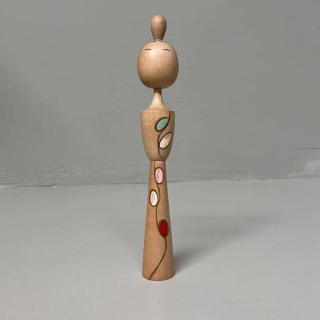 Wood Vintage Sosaku Kokeshi by Issetsu Kuribayashi, Japan, 1960s For Sale - Image 7 of 7