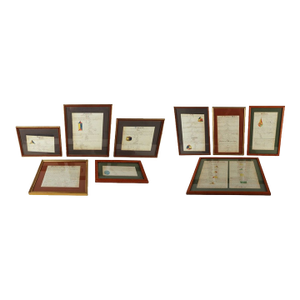 Early 20th Century Framed and Illuminated Geometry Equations in Ink and Watercolor - Set of 9