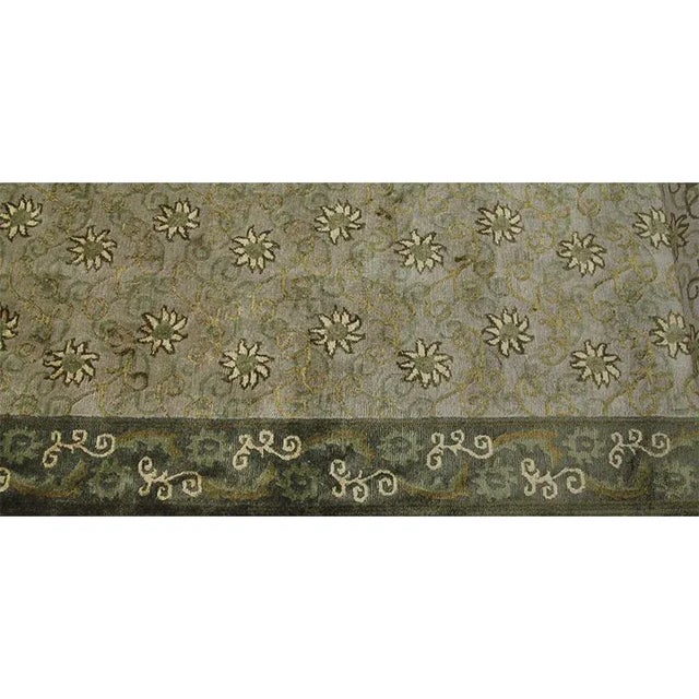 Handwoven Wool and Silk Tibetan Style Runner Rug 3'0"×14'0" For Sale - Image 9 of 11