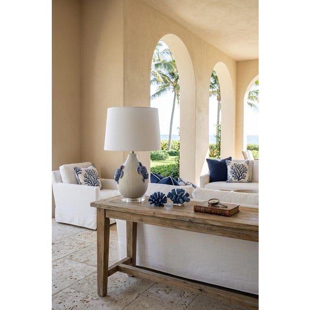 Blue Vintage Italian Ceramic Sea Turtle Table Lamp in Blue & White For Sale - Image 8 of 9